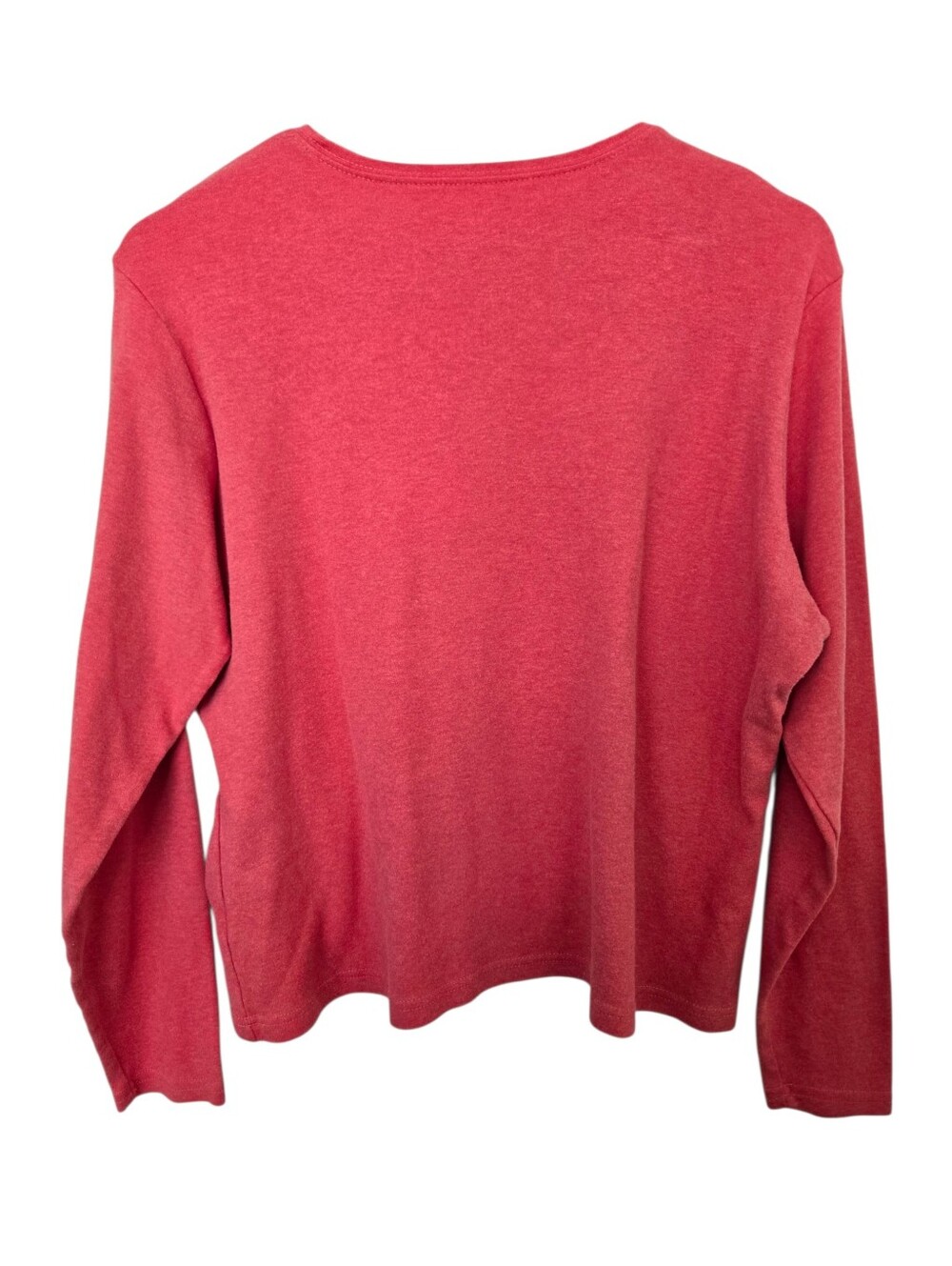 L.L.Bean Women’s Large Red Heather Long Sleeve Crewneck Tee Classic Casual - Picture 3 of 4